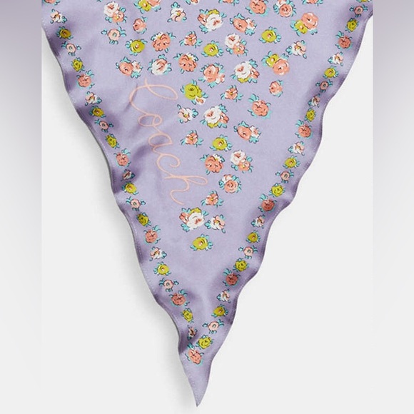 COACH Silk Scarf MIST Essential Tea Rose Diamond Scarf - Picture 2 of 6